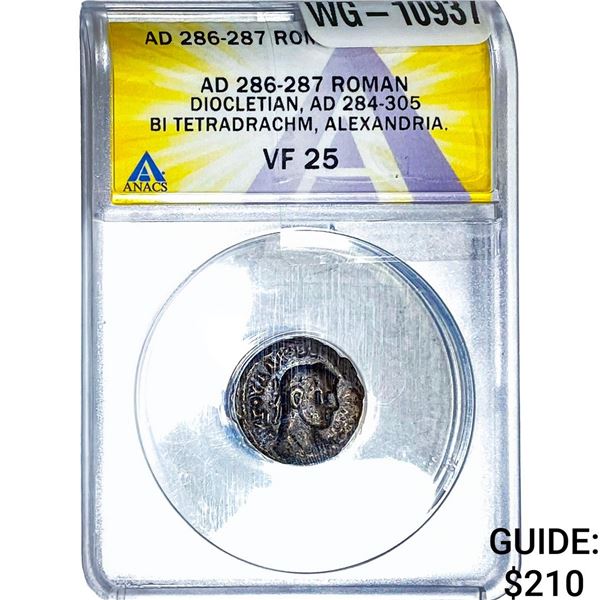 Diocletian, AD 284-305 BI Tetradrachm ANACS VF25