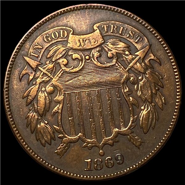 1869 Bronze Two-Cent Piece CHOICE AU