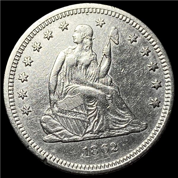 1862 Silver Seated Liberty Quarter CHOICE AU