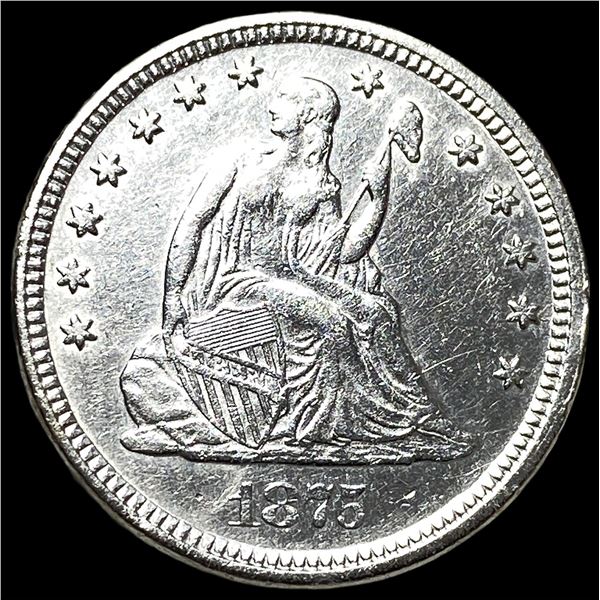 1875 Silver Seated Liberty Quarter CHOICE BU