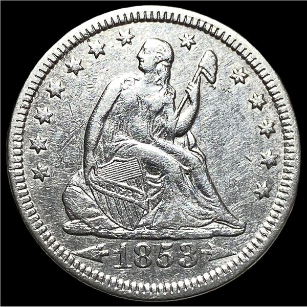 1853 Arrows & Rays Silver Seated Liberty Quarter UNCIRCULATED