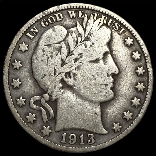 1913-D Silver Barber Half Dollar LIGHTLY  CIRCULATED