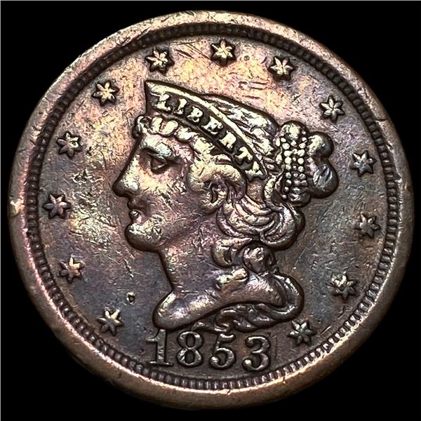 1853 Braided Hair Half Cent CHOICE AU