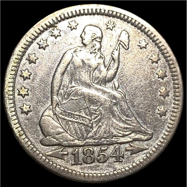 1854 Arrows Silver Seated Liberty Quarter CLOSELY UNCIRCULATED