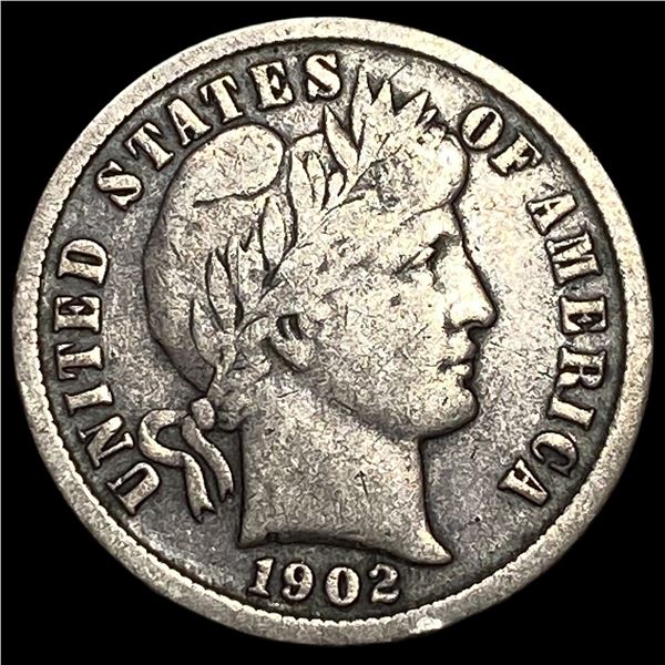 1902-S Silver Barber Dime LIGHTLY CIRCULATED