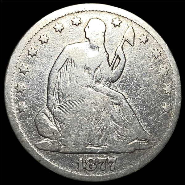 1877 Silver Seated Liberty Half Dollar LIGHTLY CIRCULATED