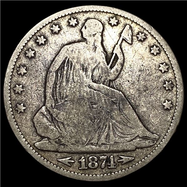 1874 Arrows Silver Seated Liberty Half Dollar NEARLY UNCIRCULATED