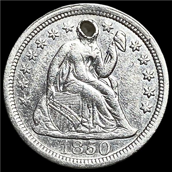 1850 Silver Seated Liberty Dime (holed) HIGH GRADE