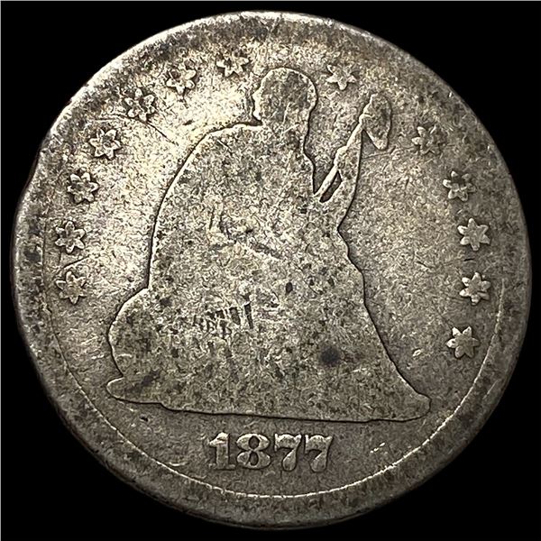 1877 Silver Seated Liberty Quarter NICELY CIRCULATED