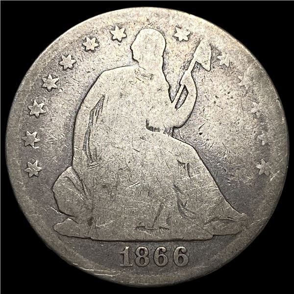 1866 Silver Seated Liberty Half Dollar NICELY CIRCULATED
