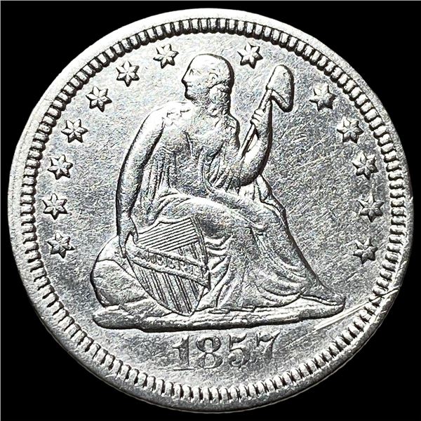 1857 Silver Seated Liberty Quarter CHOICE AU