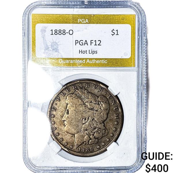 1888-O Morgan Silver Dollar PGA F12 Hot Lips