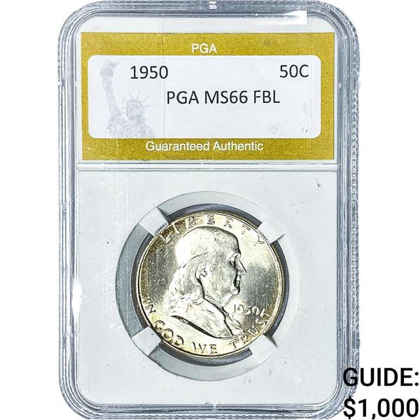 1950 Franklin Half Dollar PGA MS66FBL