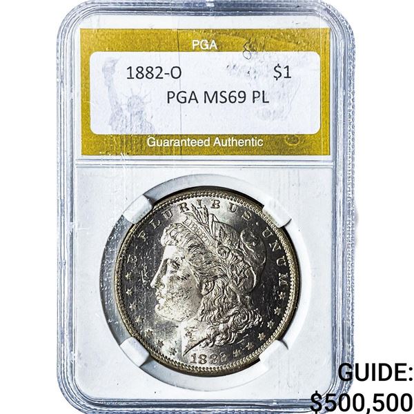 1882-O Morgan Silver Dollar PGA MS69PL