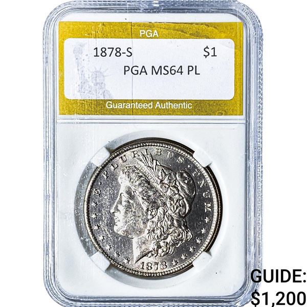 1878-S Morgan Silver Dollar PGA MS64PL