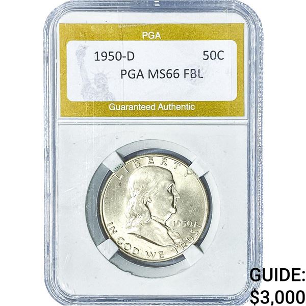 1950-D Franklin Half Dollar PGA MS66FBL