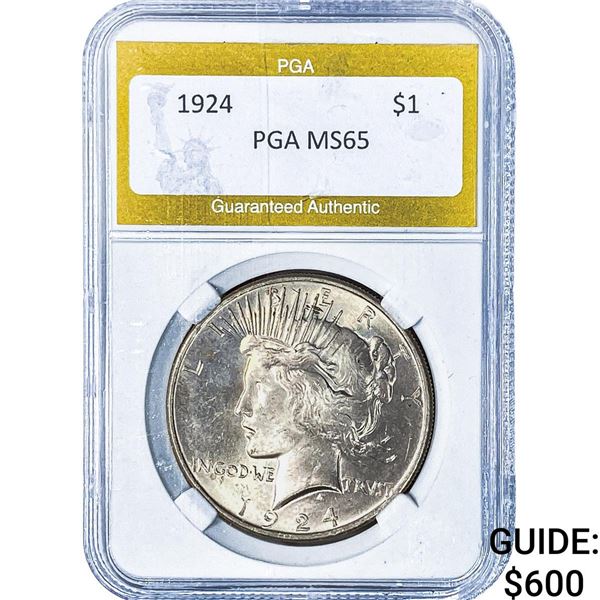 1924 Silver Peace Dollar PGA MS65