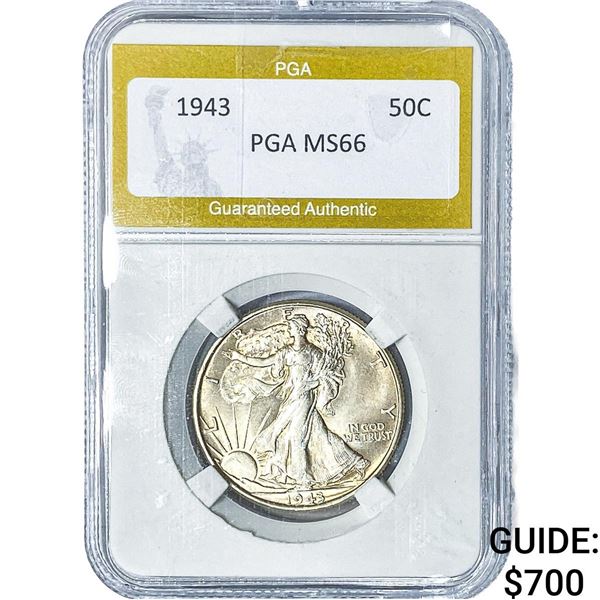 1943 Walking Liberty Half Dollar PGA MS66