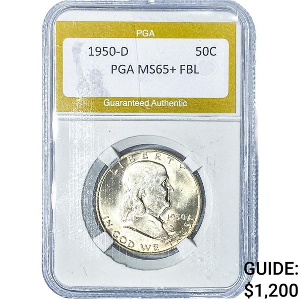 1950-D Franklin Half Dollar PGA MS65+FBL