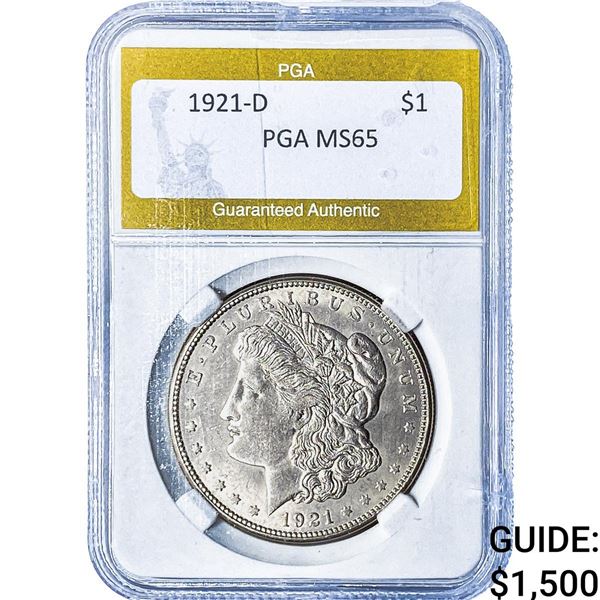 1921-D Morgan Silver Dollar PGA MS65