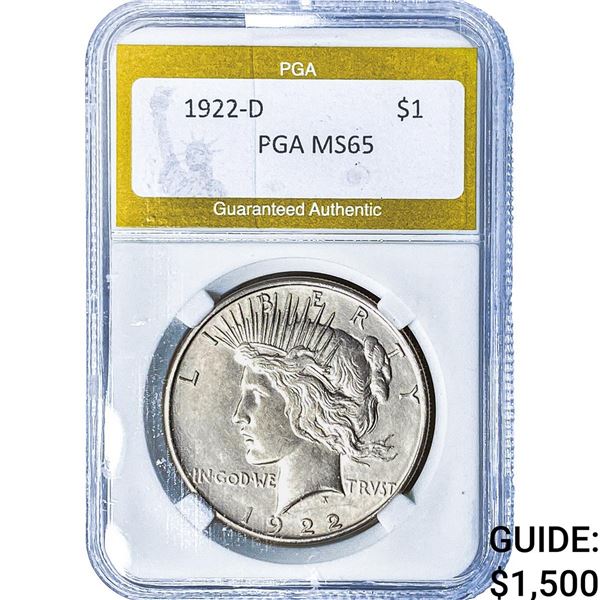 1922-D Silver Peace Dollar PGA MS65
