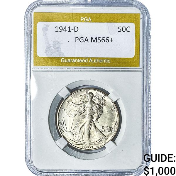 1941-D Walking Liberty Half Dollar PGA MS66+