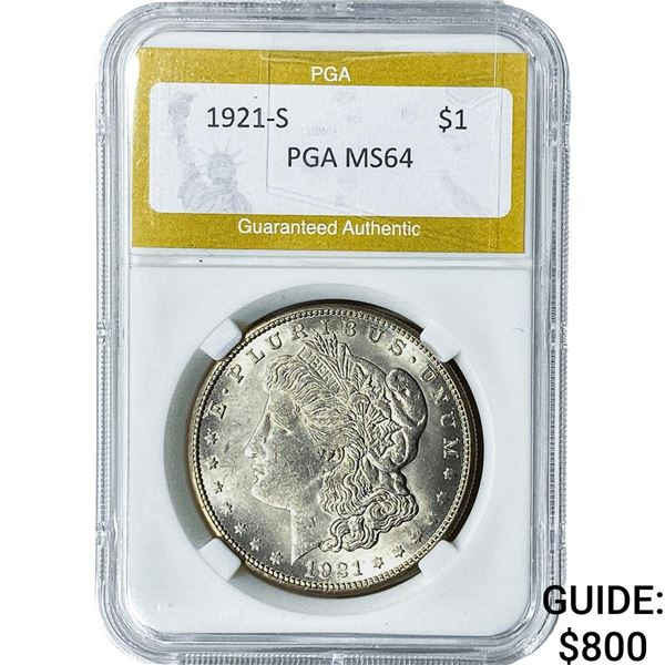 1921-S Morgan Silver Dollar PGA MS64