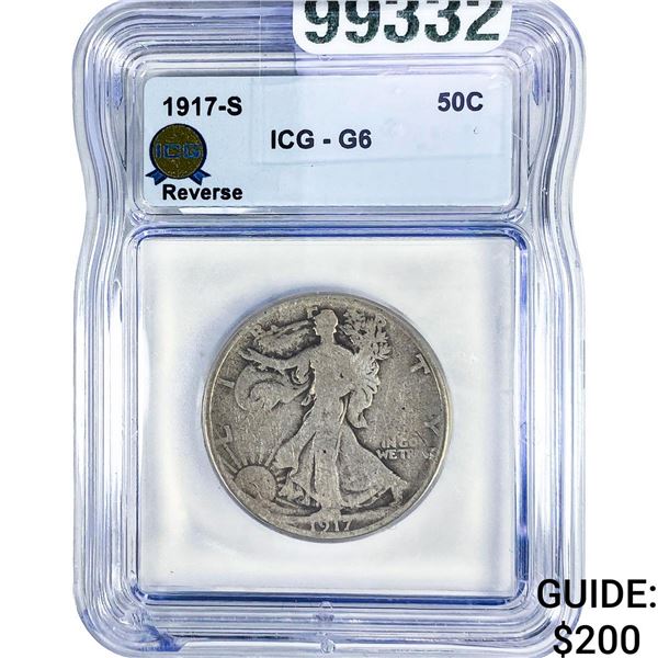 1917-S Walking Liberty Half Dollar ICG G6 Rev.