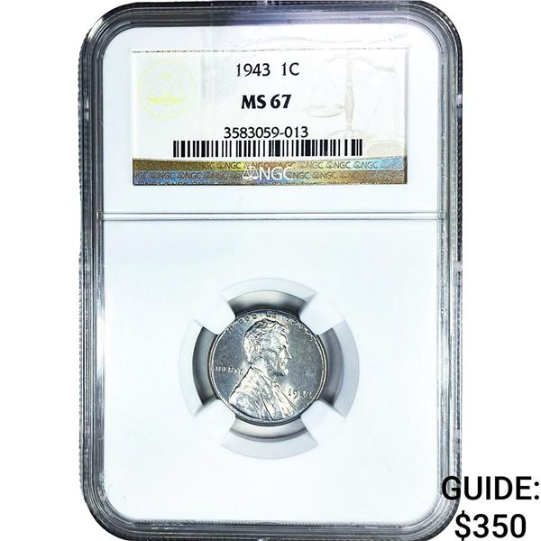 1943 Wheat Cent NGC MS67
