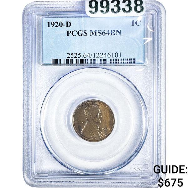 1920-D Wheat Cent PCGS MS64 BN