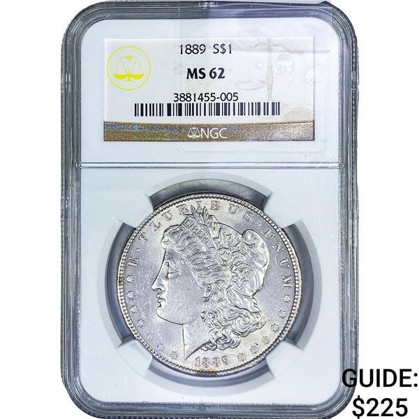1889 Morgan Silver Dollar NGC MS62