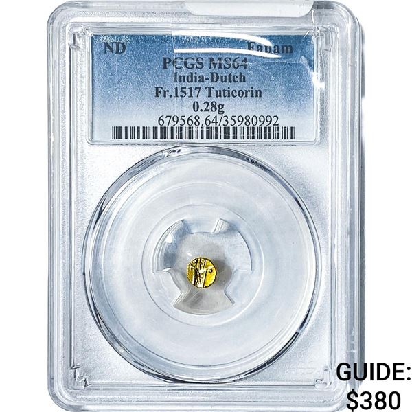 ND Dutch India Tuticorin .28g Gold Fanam FR.1517