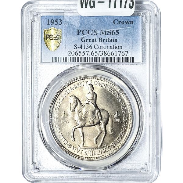 1953 Great Britain 1 Crown S-4136 Coronation PCGS MS65