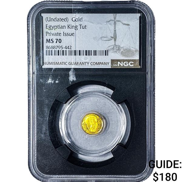 Egypt 1/200oz Gold King Tut Private Issue NGC MS70