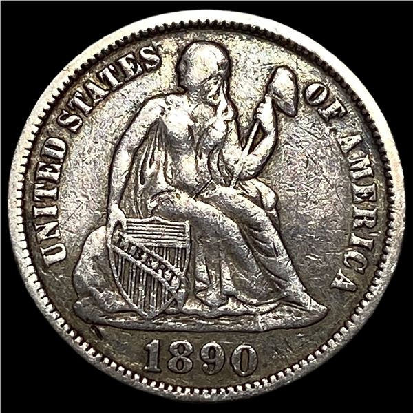 1890 Silver Seated Liberty Dime NEARLY UNCIRCULATED