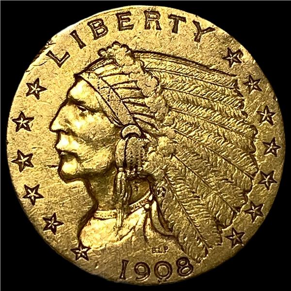1908 Indian Head $2.5 Gold Quarter Eagle HIGH  GRADE