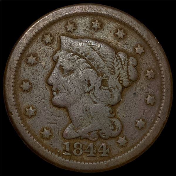 1844 Braided Hair Large Cent LIGHTLY  CIRCULATED