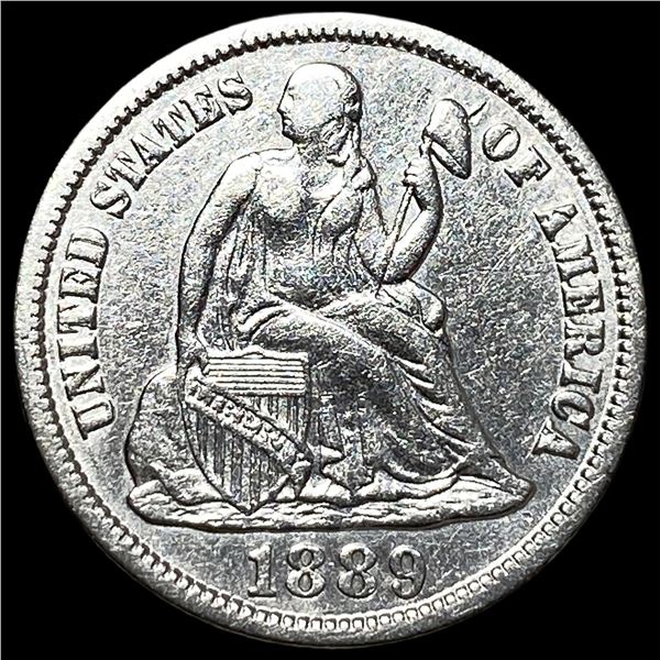 1889-S Silver Seated Liberty Dime CHOICE AU