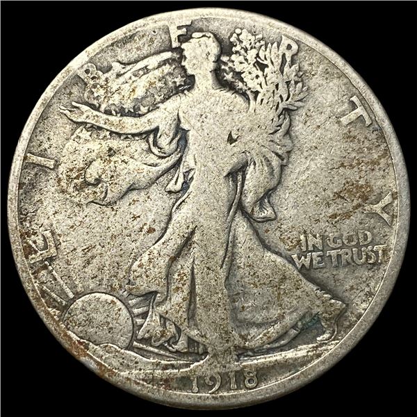 1918-S Silver Walking Liberty Half Dollar  LIGHTLY CIRCULATED