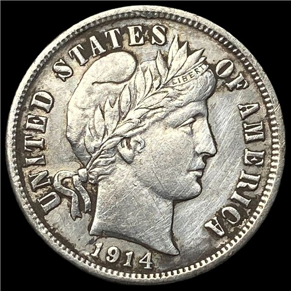 1914-D Silver Barber Dime CHOICE AU