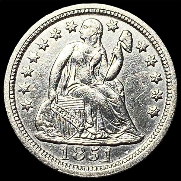 1851 Silver Seated Liberty Dime CHOICE BU