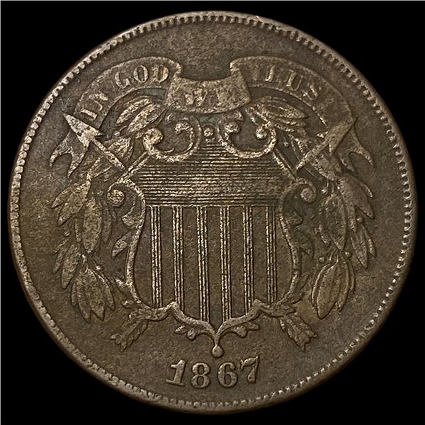1867 Copper 2-Cent Piece NEARLY UNCIRCULATED