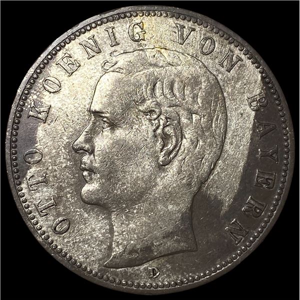 1904-D Silver 5 Mark Germany (Bavaria)  UNCIRCULATED