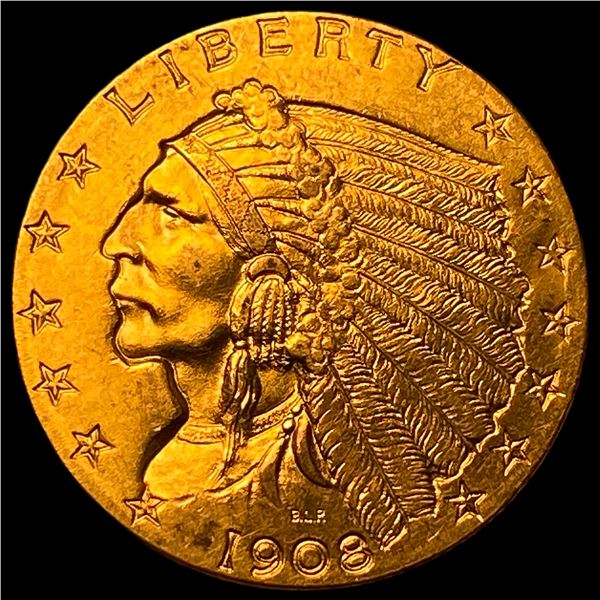 1908 Indian Head $2.5 Gold Quarter Eagle  UNCIRCULATED