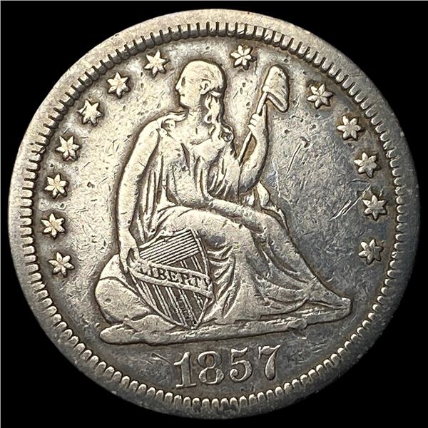 1857 Seated Liberty Silver Quarter NEARLY  UNCIRCULATED