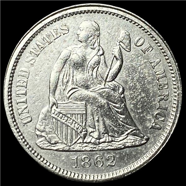 1862 Silver Seated Liberty Dime UNCIRCULATED