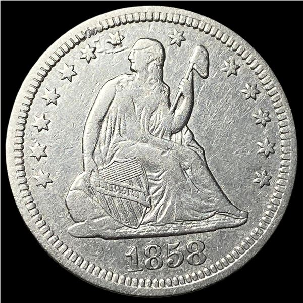 1858 Silver Seated Liberty Quarter CLOSELY  UNCIRCULATED