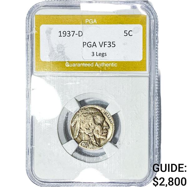 1937-D Buffalo Nickel PGA VF35 3 Legs