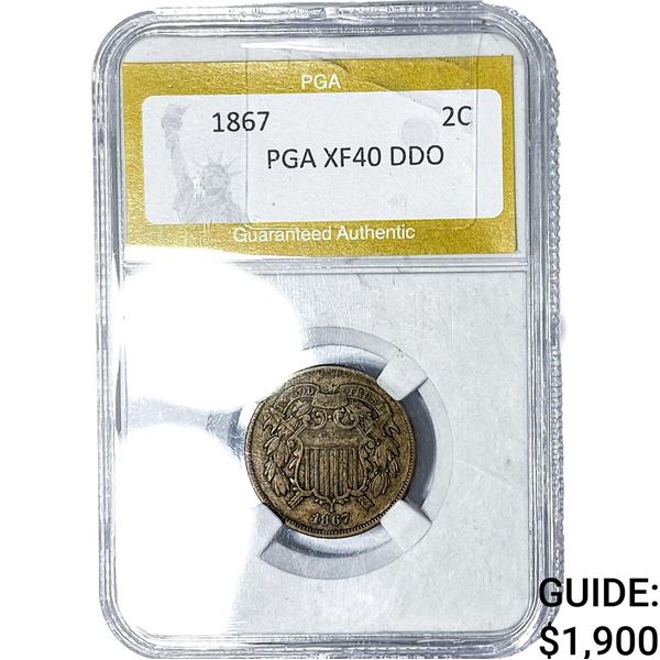 1867 Two Cent Piece PGA XF40DDO