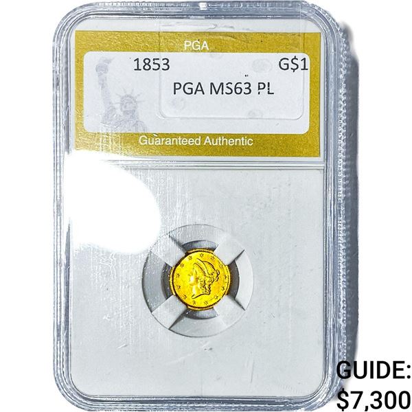 1853 Rare Gold Dollar PGA MS63PL